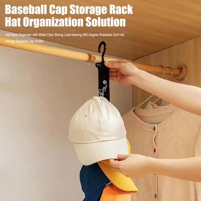 Hutständer Organizer mit Metallklemmen Starke Tragfähigkeit 360 Grad drehbar Golfhutaufhänger Baseballkappenhalter