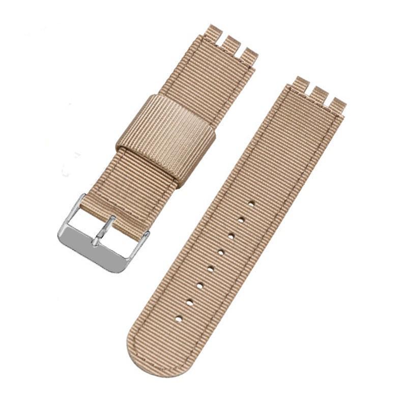 SWATCH Horloge Compatibele Nylon Canvas Band, Geribbeld, 17/19/20mm