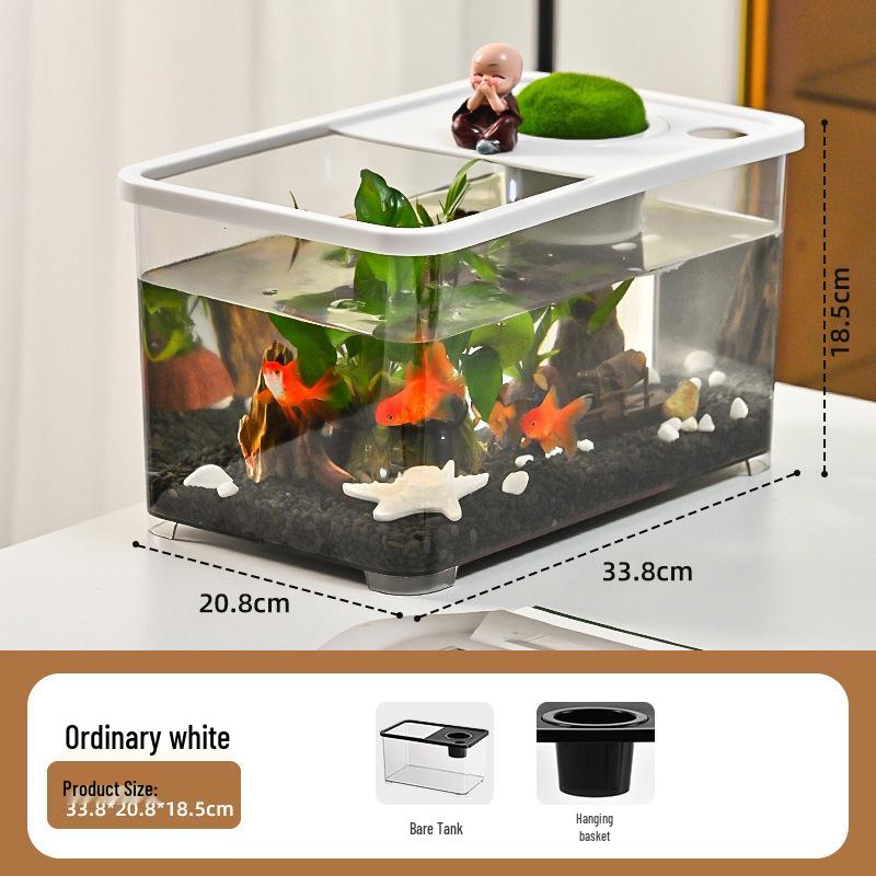 Transparent Plastic Desktop Goldfish Tank for Home Decor - Small & Medium Sizes Available