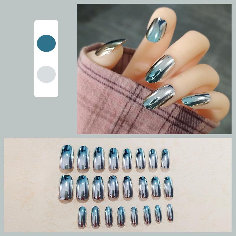 Duetové iridescentní lesklé odnímatelné laserové zrcadlové tipy umělých nehtů