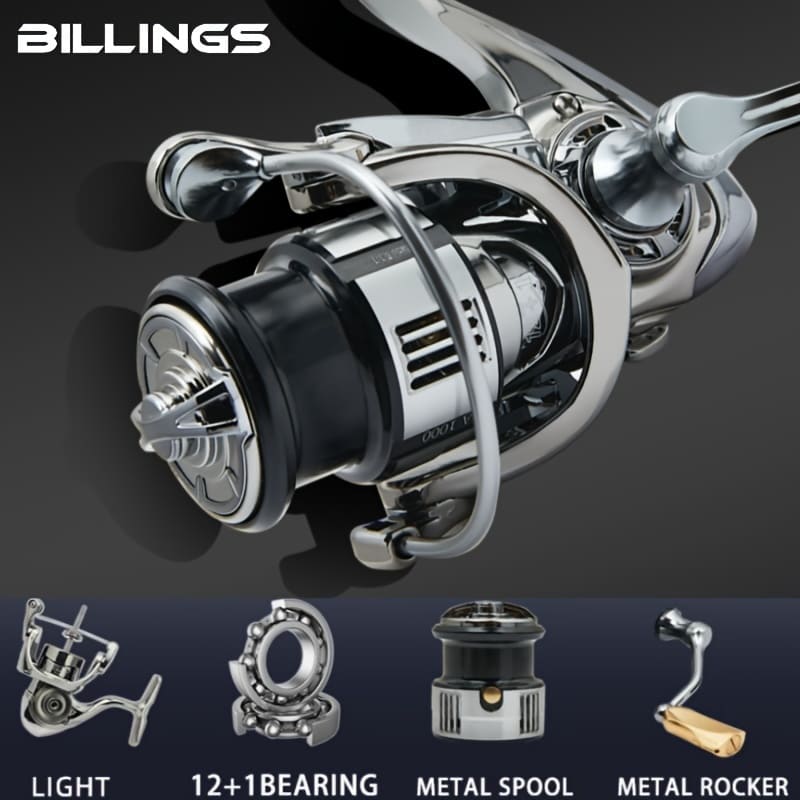 All-metal Seamless Spinning Reel Metal Rocker and Spool Lightweight Design Suitable for Long-distance Casting Suitable for Seawater and Freshwater
