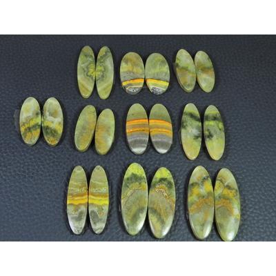 180Cts.Natural Bumble Bee Jasper Matched Pair Oval Loose Gemstone 10Pair Lot C-2219