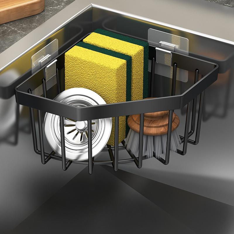 

Triangle Sink Draining Rack Set Is a Space-Saving Storage Solution for Kitchen Countertops Easy to Clean And Requires No Drilling чорний
