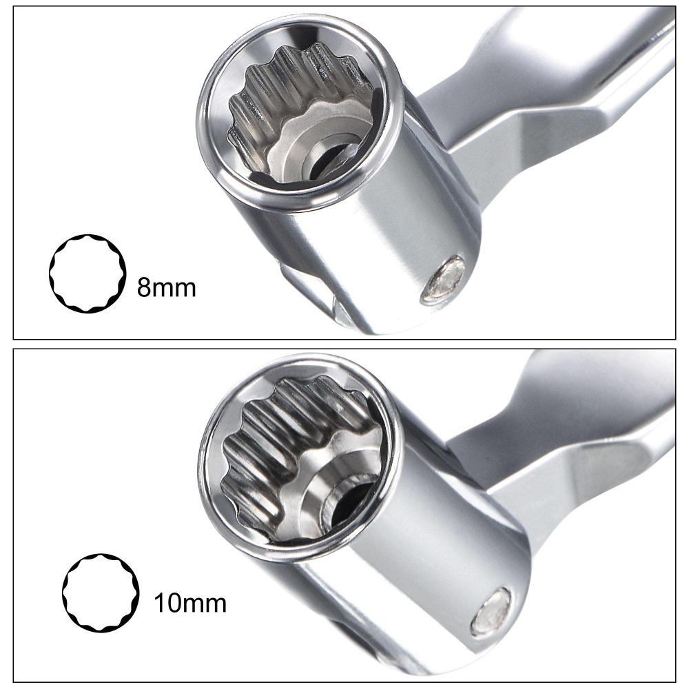 8mm × 10mm 12 Point Flexible Head Socket Wrench Shake Head Multifunctional Socket Wrench  Worker