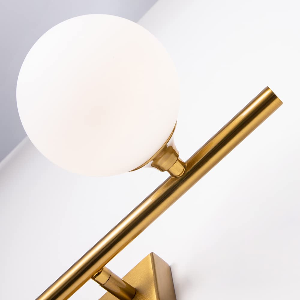 Stylish two-light wall light, brass and glass, for bathrooms and living rooms. G9 Gold, retro and modern, indirect lighting. WALL-LAMP-19-JP-A