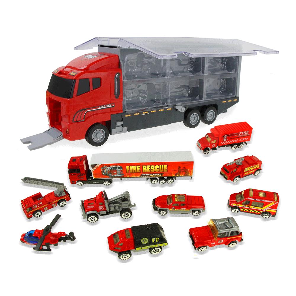12-Piece Engineering Transport Vehicle Set with Opening Doors and Inertia Action - Children's Toy
