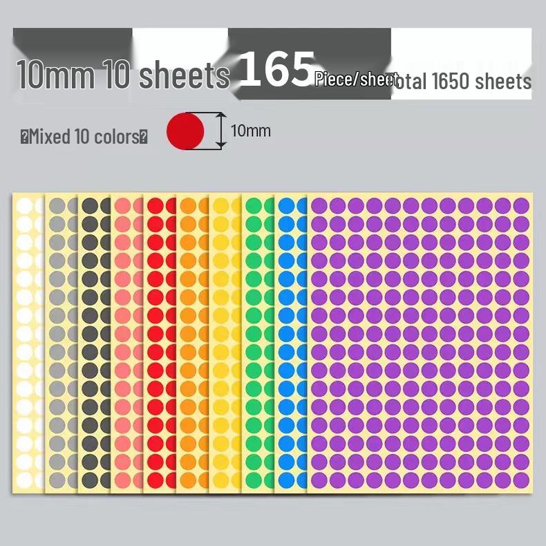Mixed Color Round Dot Sticker Labels - Available in 10, 16, and 20 Vibrant Colors