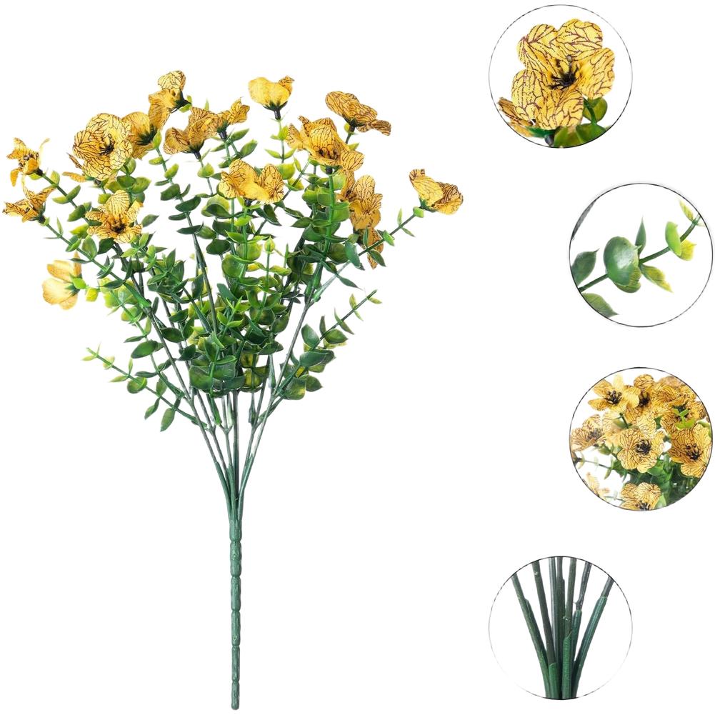 Realistic Fake Daisy And Eucalyptus Arrangement 7 Stems UV Protected Silk Flowers Long Lasting Centerpiece For Table Party Decor