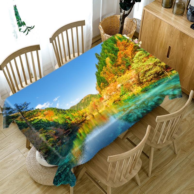 Față de masă din bumbac îngroșat peisaj natural model peisaj dreptunghiular/rotund pânză de masă pentru nuntă picnic petrecere