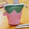 Cylindrical Stand Up Pen Bag Strawberry Pencil Case Cute Cosmetic Bag  Students Supplies