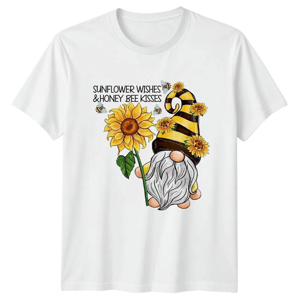 Sunflower Wishes And Honey Bee Unisexs TShirt Sunflower Gnome Gift For Her S