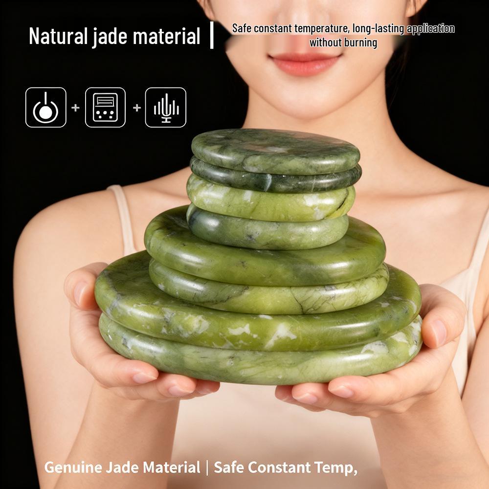 Olive Jade Heated Gua Sha & Massage Stone Set for Spa Therapy