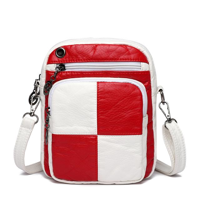 

Нова модна жіноча сумка на плече літа 2024 р. М’яка шкіряна сумка через плече Невеликий розмір Сумка-месенджер Bolso Mujer на подвійній блискавці червоний/білий
