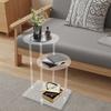 3-Tier Sturdy Clear Round Side Table (5kg Capacity) - Modern PC Material Bedside Table W/ Open Storage Shelf for Bedroom, Office