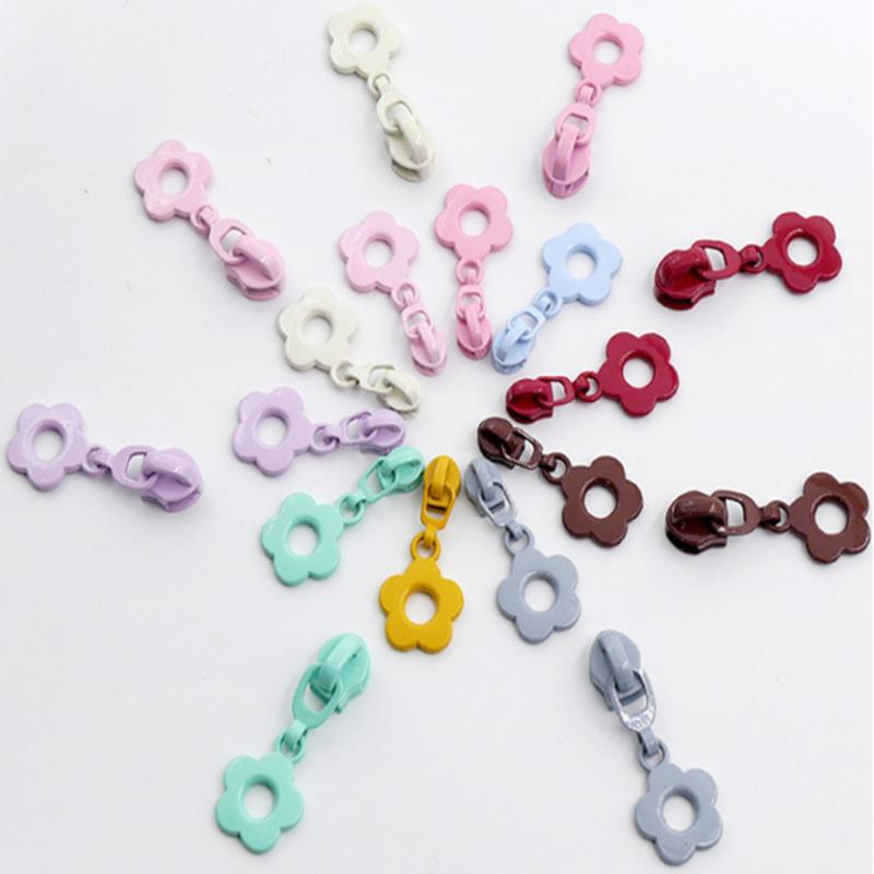 10Pcs Cute Little Flower Zipper Head For #3 Nylon Zippers Suitable For Home Sewing Diy Handmade Zipper Replacement