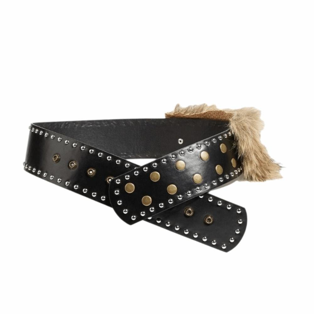 

Ретро Панк Стиль Ремень Широкий Y2K Пояс Винтажный Кожаный Меховой Ремень Женский Style1