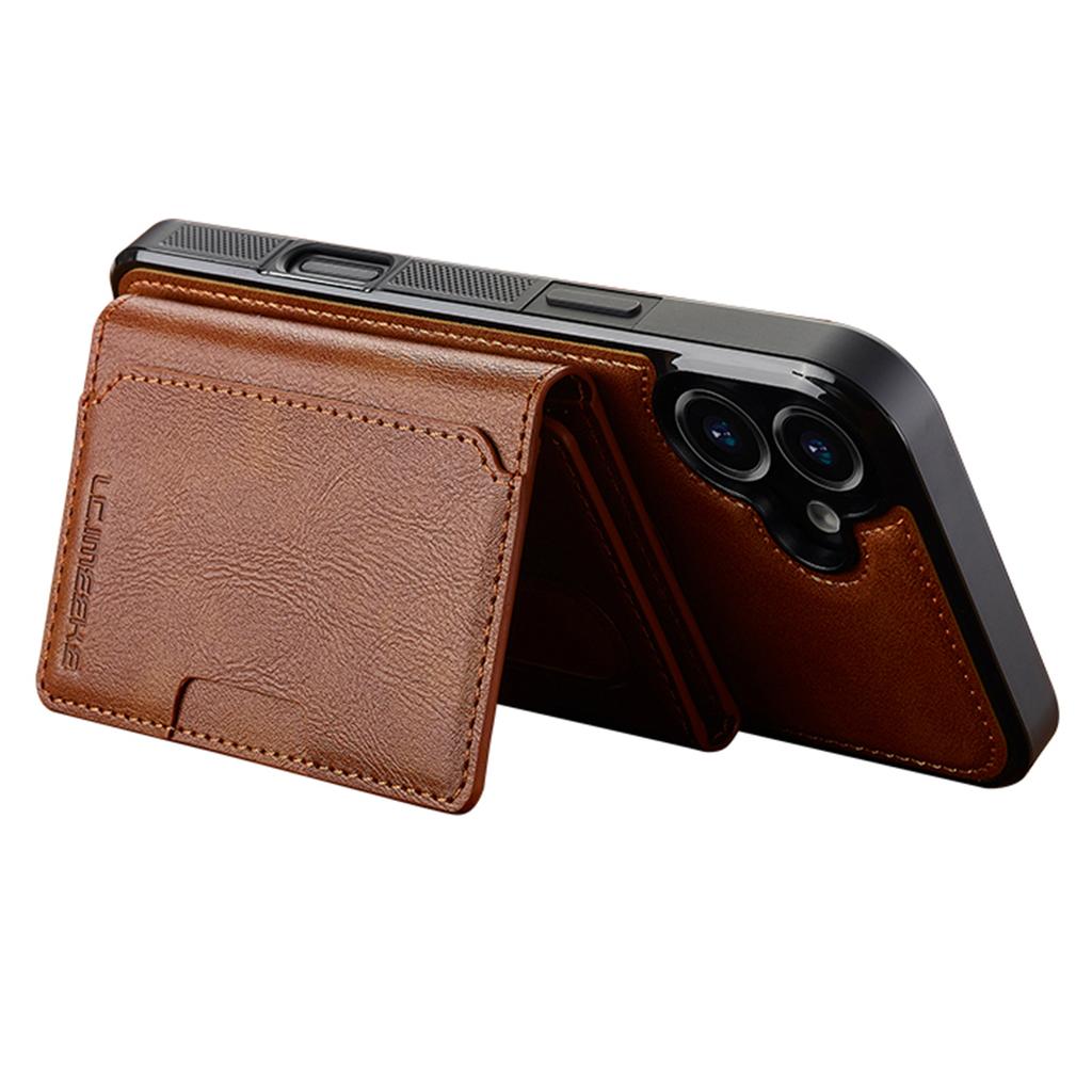For iPhone 16 Plus Magnetic Phone Case Leather Back Cover with Detachable Card Holder