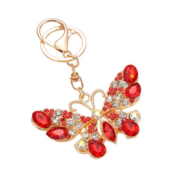 

Keychain Pendant Sparkling Rhinestones Butterfly Design Key Chain with Lobster Clasp Backpacks Car Bags Decorative Accessory червоний