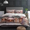 Christmas Snowman Snow Scene Pink House 3pcs Bedding Set For Double Bed Home Textile Duvet Cover Quilt Cover Pillowcase