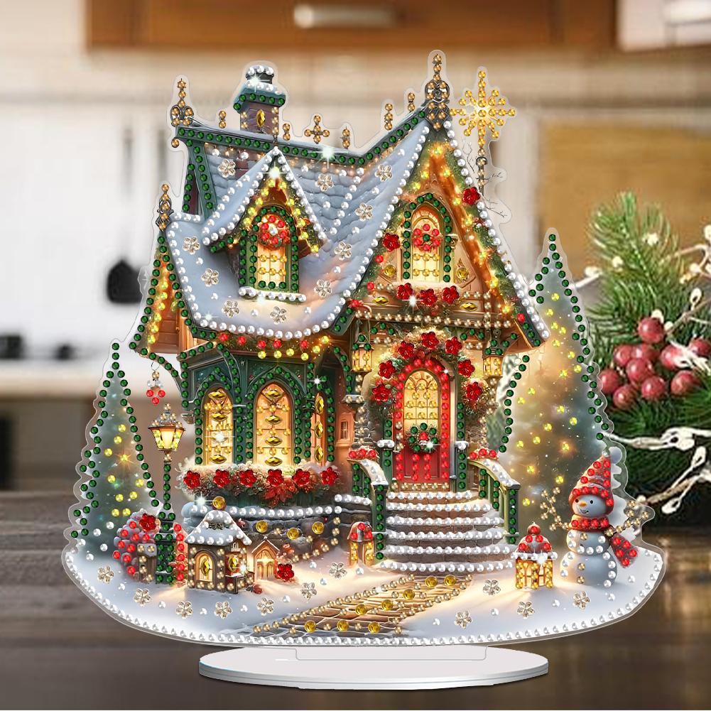 Acrylic Christmas House Colorful Light House Desktop Diamond Art Kits Diamond Painting Ornament Desktop Bedroom Table Decors