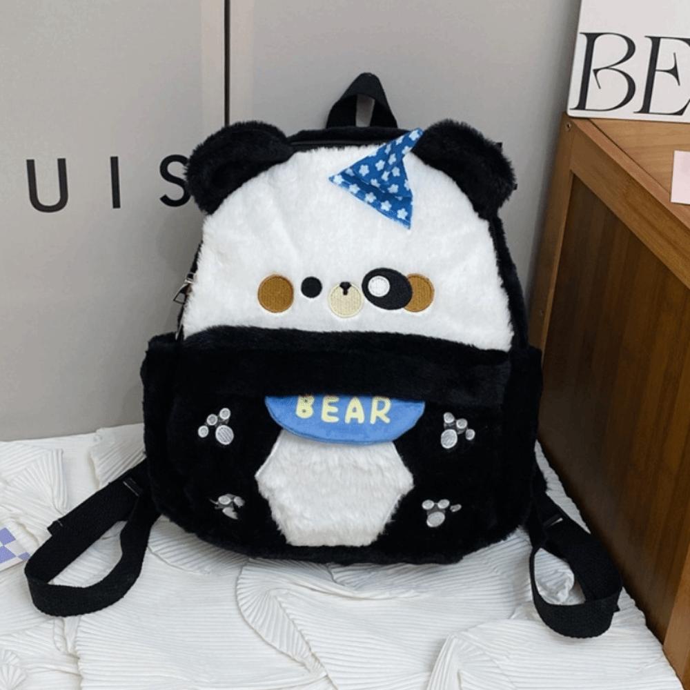 Large Capacity Bear Plush Schoolbag Adjustable Straps Animal Shoulder Bag Lady