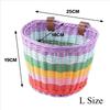 Rainbow Color Bicycle Basket for Kid Front Handlebar Rattan Picnic Basket Plastic Bike Bag Water Bottle Dolls Bicycle Rack Bag