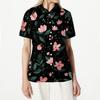 Womens Casual Floral Print Short Sleeve Button Down Shirt Open Front Collar Blouse Lightweight Summer Top