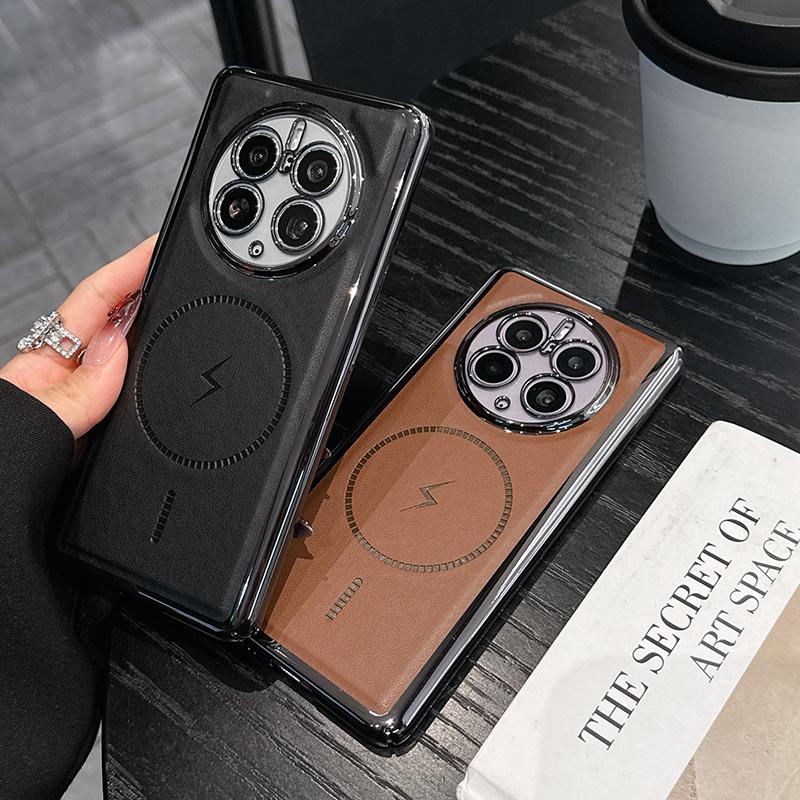 For Huawei Mate 50 50 Pro 40 40 Pro Electroplated Leather Texture Magnetic Wireless Charging Shockproof Phone Case