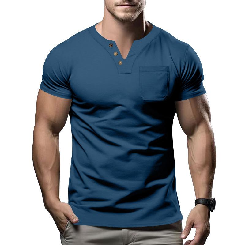 Summer New Short-sleeved Men T Slim Casual Men V-neck Short-sleeved T Shirt