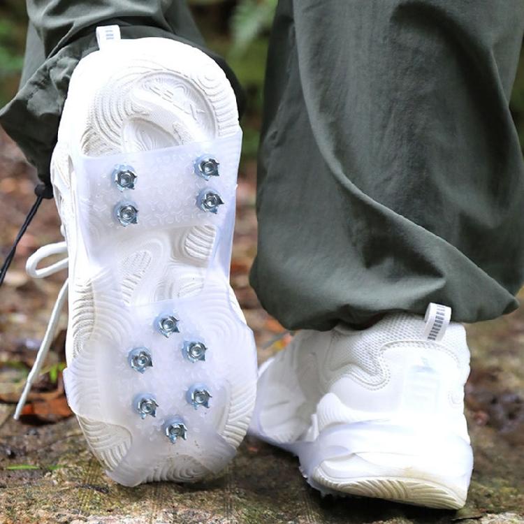 Ice Cleats With 10 Steel Spikes Elastic Silicone Traction Aids For Winter Boots Hiking Shoes Covers Ice Grippers Unisex