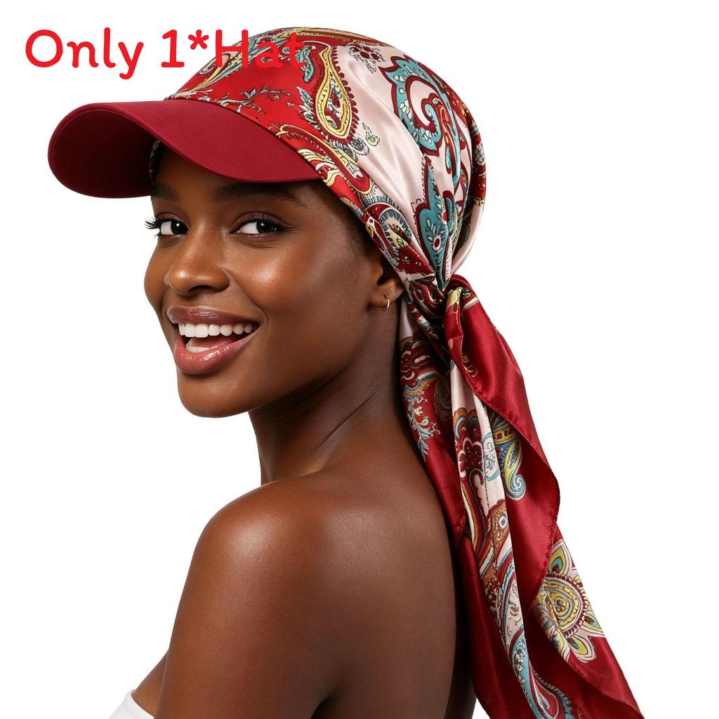 Fashion Print Silk Scarf Headwear With Sun Protection For Outdoor Activities