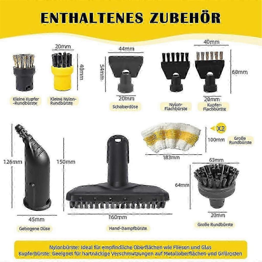 10-piece Accessory Set For Karcher Steam Cleaners Sc1, Sc2, Sc3, Sc4, Sc5 - Includes Nozzles, Brushe