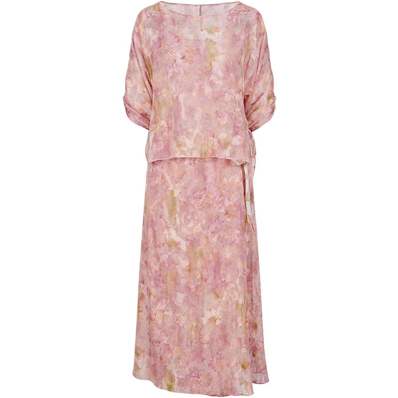 Anna Kou French Style Floral Chiffon Wrap Dress S