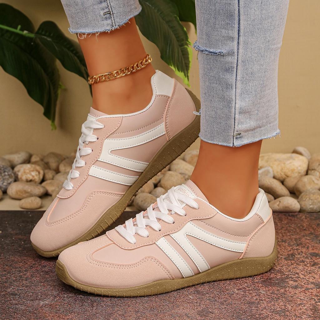 Damen Übergröße Deutsche Trainer Sneaker, Retro Colorblock Patchwork Freizeitschuhe, Komfort Flache Gehenschuhe für Damen