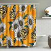 Sunflower Butterfly Printed Shower Curtains For Bathroom Decor Orange Color Floral Curtain With Rod Hooks Set (Yellow)