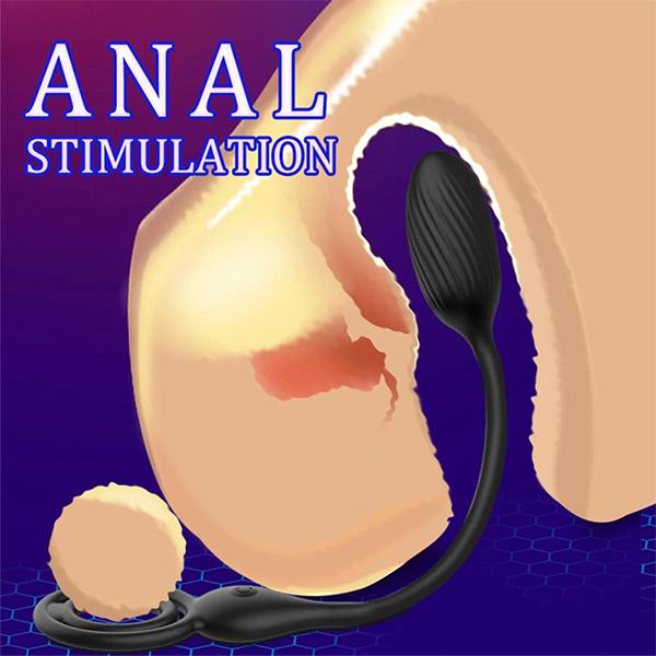 Anal Vibrator for Men Male Delay Ejaculation Ring Buttplug Wireless Prostate Stimulator Massager Cock Rings Sex Toy for Couples