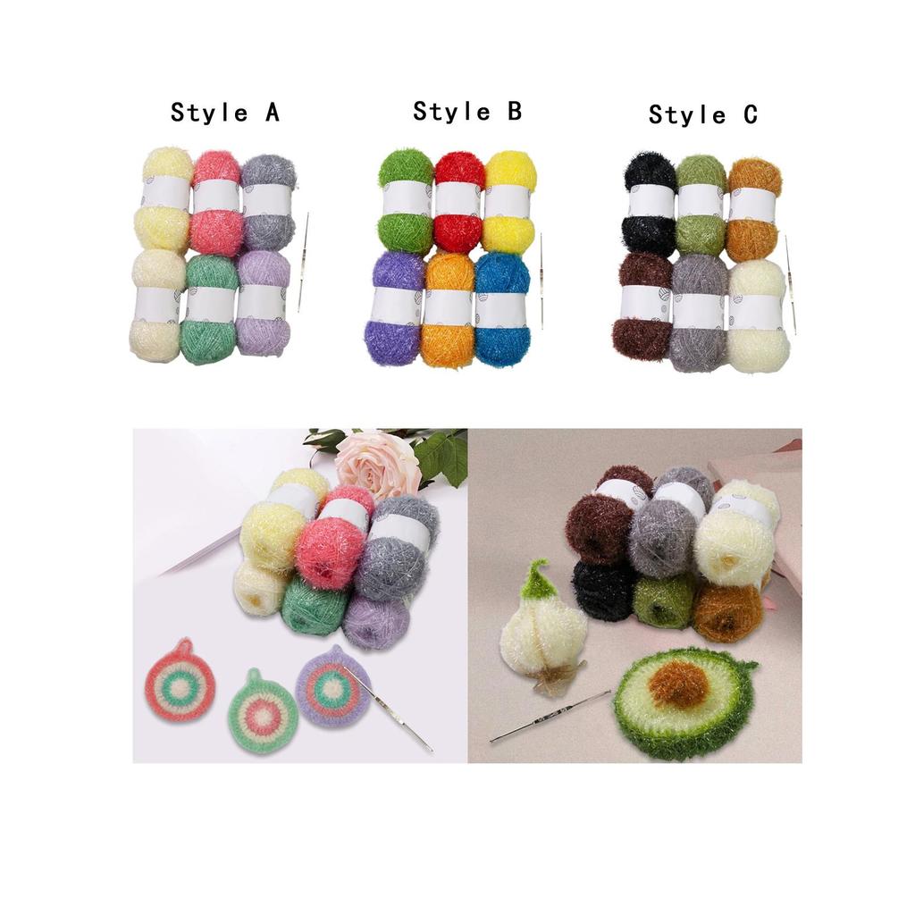 Scrubby Yarn for Dishcloths Crochet yarns Lightweight Quick Dry 6 Skeins Assorted Colors Pastel Yarn for Dishwashing Knitting