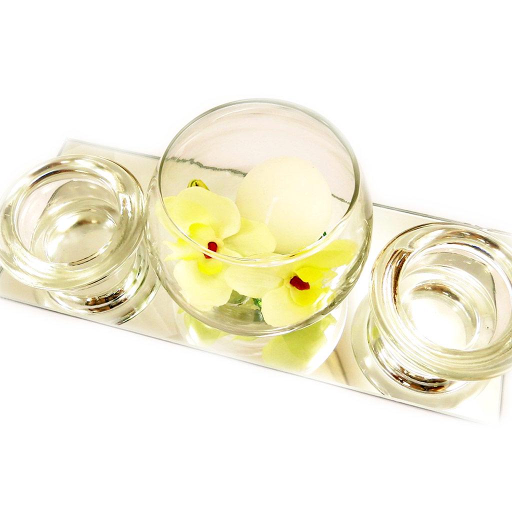 Les Trésors De Lily [L4062] - Set of Floating Candles 'Belle De Soie' Mirror (yellow)