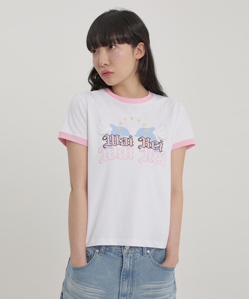 WAIKEI Angel Dolphin Short Sleeve T-Shirt White