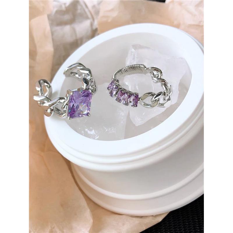Women s Purple Zirconia Romantic Ring - Adjustable Open Design Open Adjustable