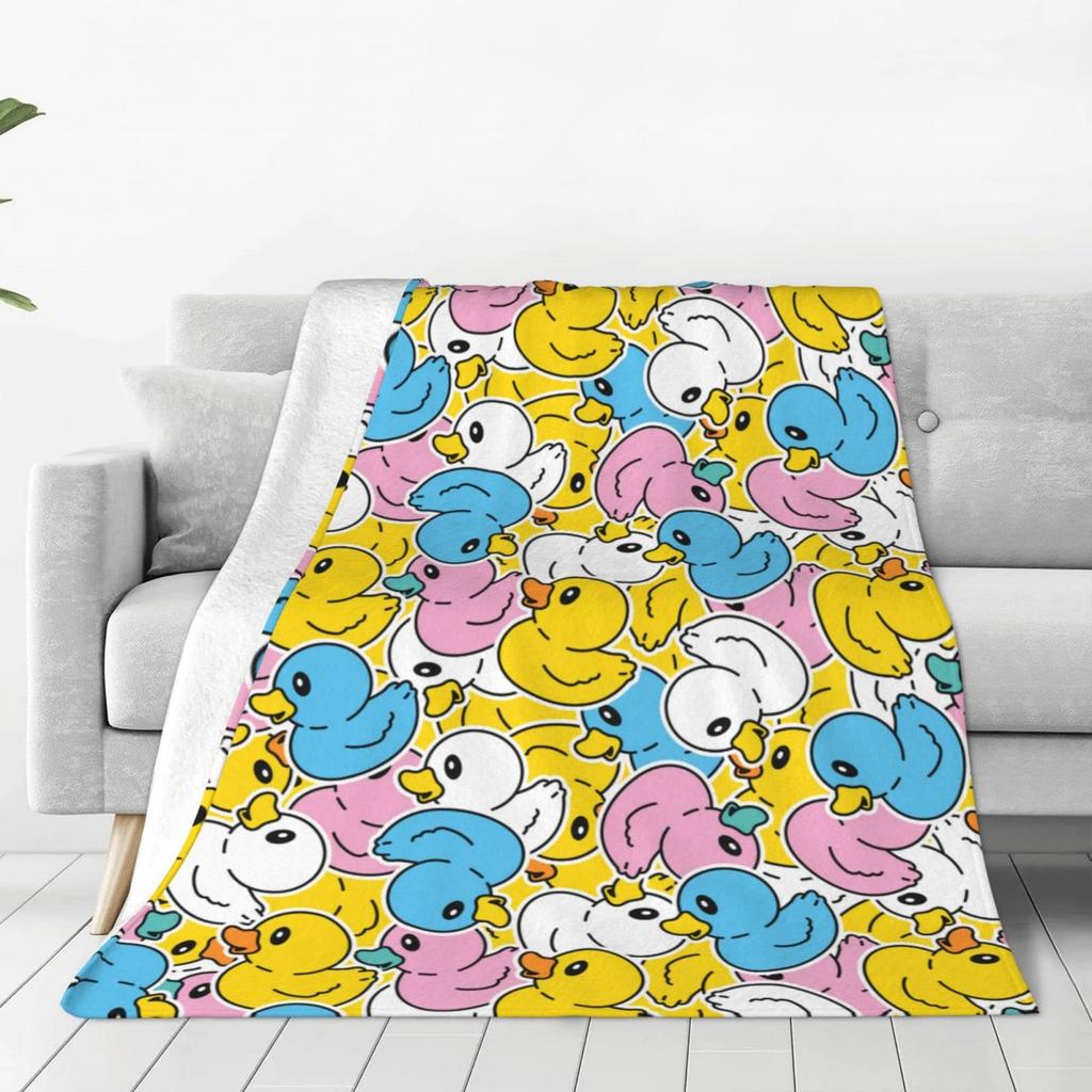 Cute Duckling Cartoon Flannel Blanket For Bed Sofa Soft Plush Blanket