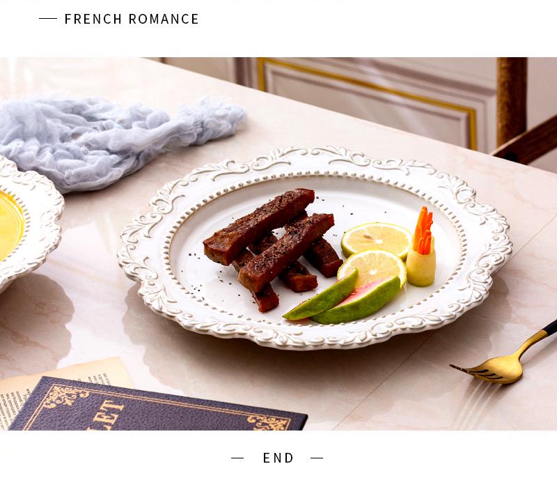 Ensemble de vaisselle en céramique style cour baroque: Vaisselle rétro européenne française avec assiettes à soupe, bols et assiettes plates