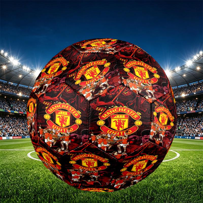 Manchester United F.C Print Size 5 Soccer Ball, PU Wear Resistant Football for Match Training and Daily Practice, Birthday Gift for Soccer Fans