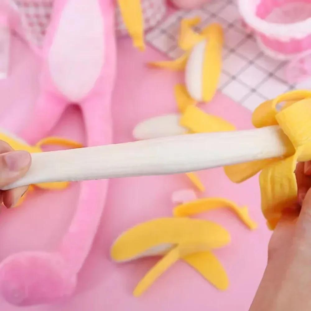 Cute Fruit Squishy Stress Balls Fidget Sensory Toy Squeeze Stress Relief Hand Toy Anti-Anxiety Banana Stretchy Slow Rising Toy