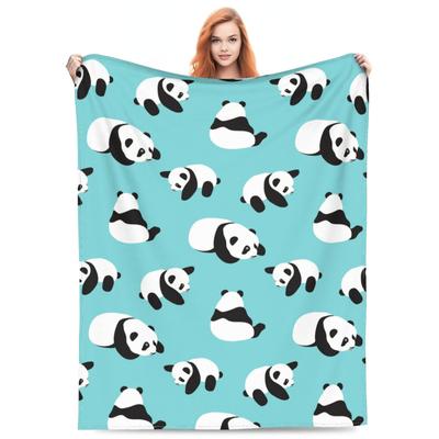 Kawaii Cartoon Panda Blanket Cute Panda Throw Blanket for Boys Kids Gift Plush Fluffy Warm Flannel Blanket For Couch Sofa Bed