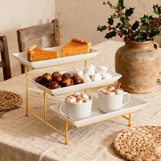 3-Tier Dessert Stand Fruits Pastries Appetizers Tray Elegant Display Rack for Buffet Tables Parties Modern Kitchen Organizer