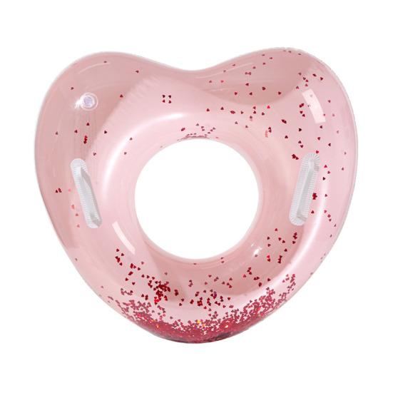 

Love Heart Kids Swimming Ring with Handle Summer Baby Inflatable Swim Ring Thickened PVC C