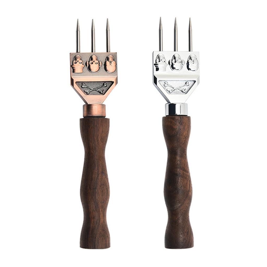 Piccozza da Ghiaccio Robusta con Manico in Legno Massiccio Tritaghiaccio a Tre Punte in Acciaio Inossidabile per Bartender da Cocktail