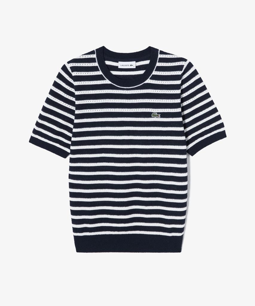 LACOSTE Women'S Boucle Striped Short Sleeve Sweater Af251E-56G 166