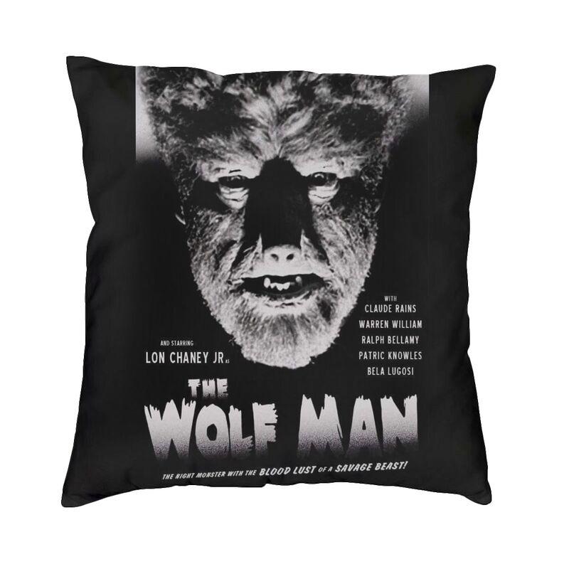 Der Wolfman-Kissenbezug, 45 x 45 cm, Samt, Halloween-Horrorfilm-Monster-Überwurf-Kissenbezug, dekorativer Sofa-Kissenbezug für Zuhause